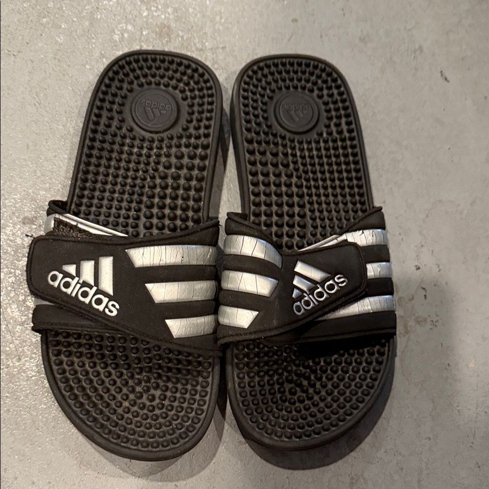 Adidas Kids Black and Silver Sandals